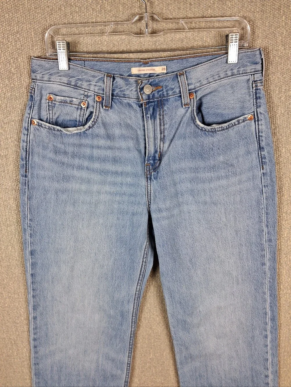Levi's Low Pro Straight Leg Light Wash Mid Rise Denim Jeans Casual Blue Size 28